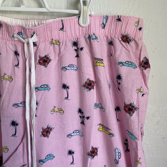 Gap Dreamer Print Poplin Pajamas Women’s XL Pink Cars Flowers Cotton Drawstring - Picture 2 of 8